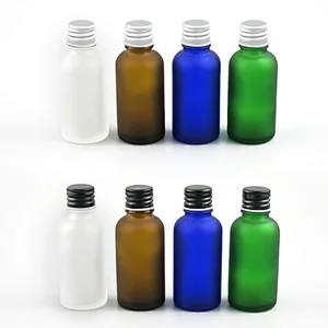 Empty Cosmetic Screw Recycled Glass Essential Oil Bottles Aluminum Cap Wholesale Serum Custom 30mL Amber Green Clear Blue