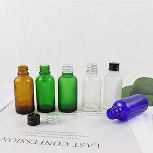 Empty Cosmetic Screw Recycled Glass Essential Oil Bottles Aluminum Cap Wholesale Serum Custom 30mL Amber Green Clear Blue