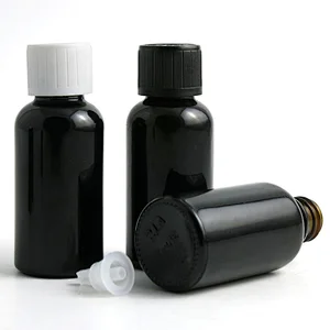 Essential Oil Bottle with Orifice Reducer and Tamper-Evident Cap Wholesalers Sample Vial 30ml Black Glass Bottle
