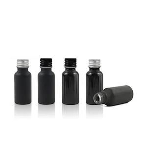 Hot Selling 20ml Black Glass Bottles Custom Small Essential Oil Bottles With Aluminium Screw Cap