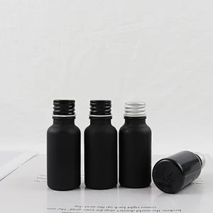 Hot Selling 20ml Black Glass Bottles Custom Small Essential Oil Bottles With Aluminium Screw Cap