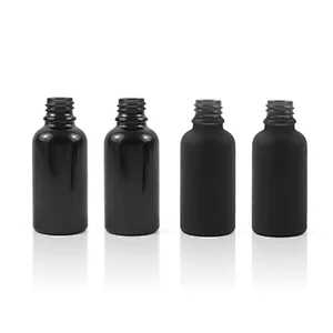 Wholesale Empty 30ml Black Frost Glass Essential Oil Bottle With Aluminum Caps For Cosmetic