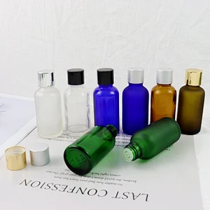 Aromatherapy 30 ml Clear Frosted Glass Vintage Flat Lid Small Essential Oil Bottles Custom Amber Green Blue Clear