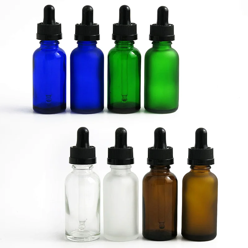 30mL Glass Essential Oil Bottle Personal Care Syrup Liquor Glass Bottle Manufacture Frosted Amber Clear Green Blue