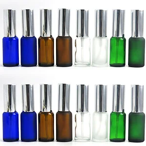 RTS Blue Green Amber Clear 20mL Round Glass Bottle Shiny Gold Pump Essential Oil Using Empty Oil Pump Bottles