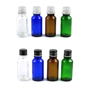 Essential Oil Packaging 20ml Clear Green Blue Amber Glass Screw Bottle With Childproof Cap