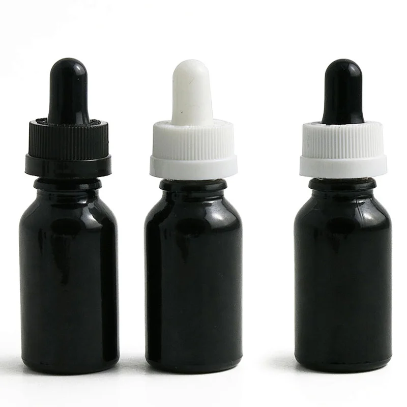 Wholesale 20mL Cosmetic Packaging Essential Oil Glass Black matte Frosted Black White  Dropper Bottle Hot Sale Dropper Bottle