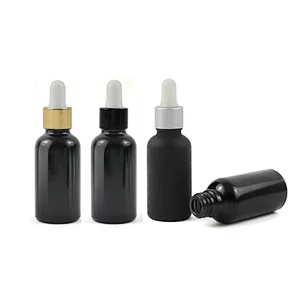 Cosmetic Wholesale Glass pipette Matte Black Glass Dropper 30mL With Aluminum Cap Essential Oil Dropper Perfume Bottle