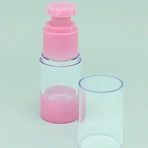 Custom 15ml Pink Airless Bottle Transparent Pink Pump Head Plastic Perfume Spray Travel Empty Bottle "WeTrust"