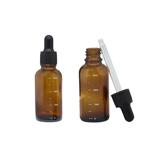 High Quality Cosmetic Packaging 30 Ml Essential Oil Amber Dropper Glass Bottle With Scale For Sale"WeTrust"