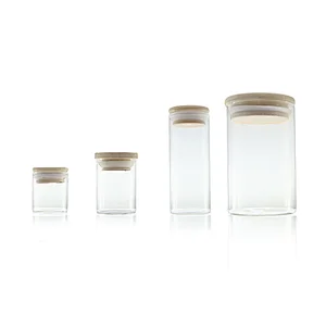 Leak Proof Cover 20ml 25ml 65ml  Cosmet Face Tea Dried Flower Candy Storage Glass Container With Bamboo Lid Glass Jar  "WeTrust"