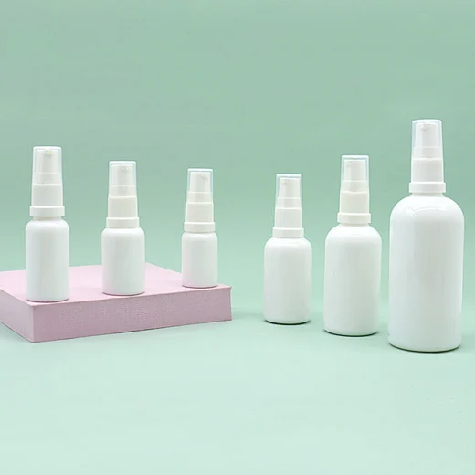Empty High Quality Fancy Solid White Plastic Lotion 10ml 15ml 20ml 30ml 50ml 100ml Essential Oil Pump Bottle For Sale"WeTrust"