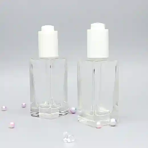 Trending Products Empty 50ml Essential Oil Clear Cosmetic Maker Flat Square Press-on Dropper Bottle For Sale"WeTrust"