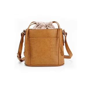 Crocodile bucket bag with drawstring design