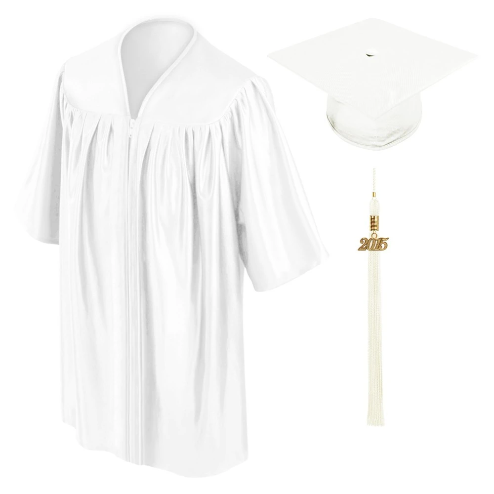 white shiny children graduation cap and gown.jpg