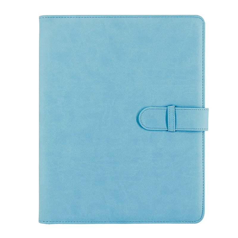 A4 File folder light Blue Profession Faux Leather Padfolio Document Folder