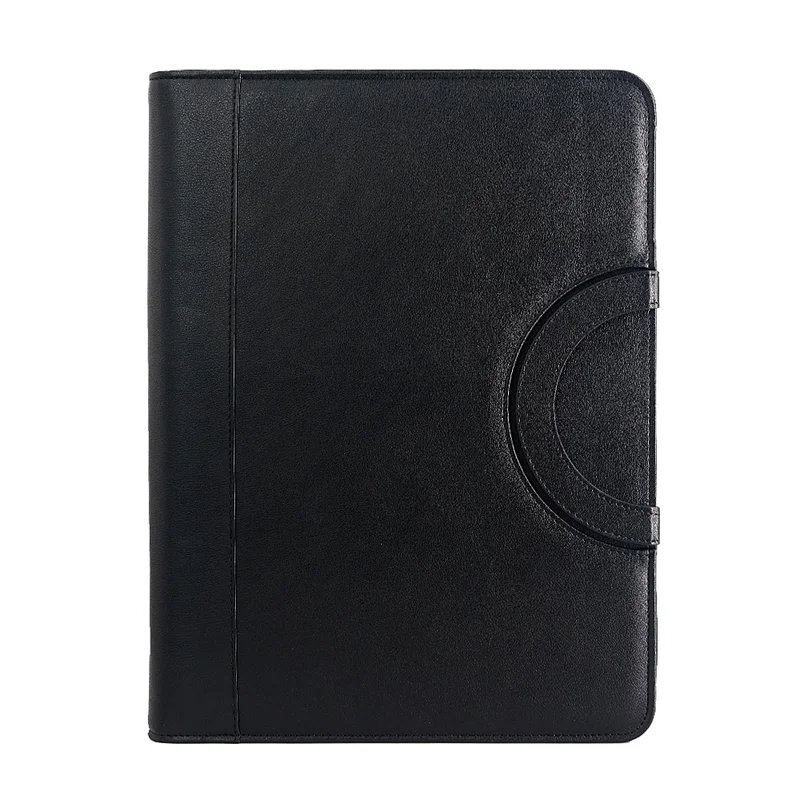 Black MUltifunction Leather Padfolio Portfolio Compendium File Folder With A4 Letter Sized Writing Pad Ticket Pocket Hand bag