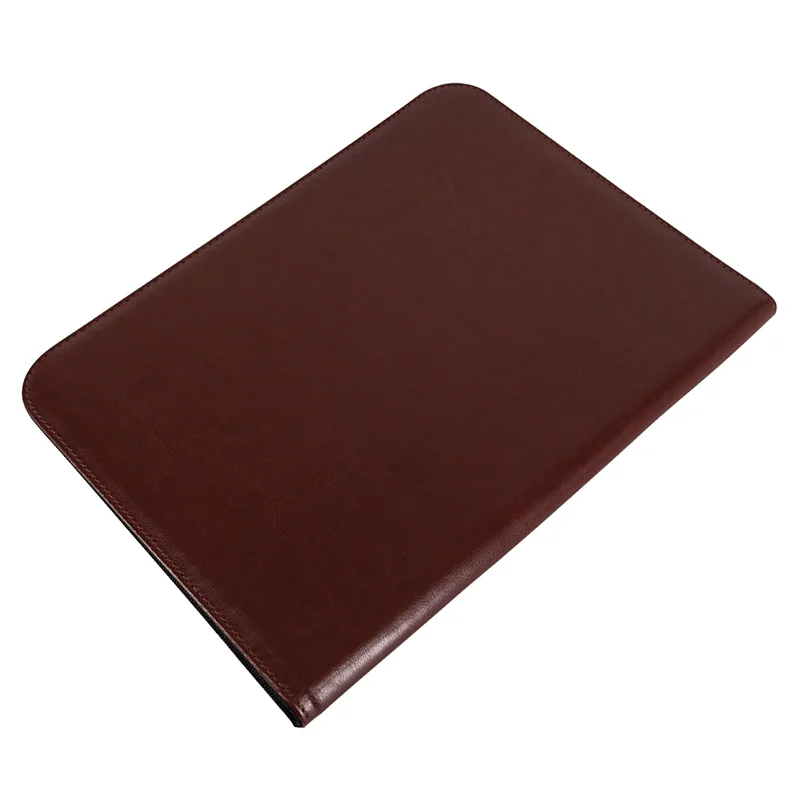 Brown Professional PU Leather Folder Padfolio Zip File Folder Holder A4