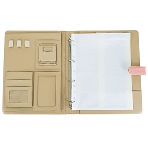 Pink Luxury Leather Padfolio Portfolio Compendium File Folder With A4 Letter Sized Writing Pad Ticket Pocket Hold Phone