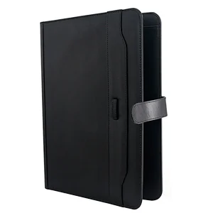 Blaack Luxury Leather Padfolio Portfolio Compendium File Folder With A4 Letter Sized Writing Pad Calculator Pocket Card Holder