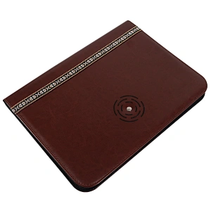 Brown Professional PU Leather Folder Padfolio Zip File Folder Holder A4