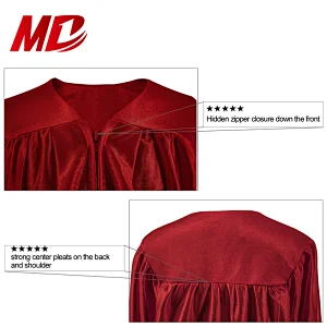Adult Graduation gowns Caps for Ceremony-Shiny Maroon Fabric