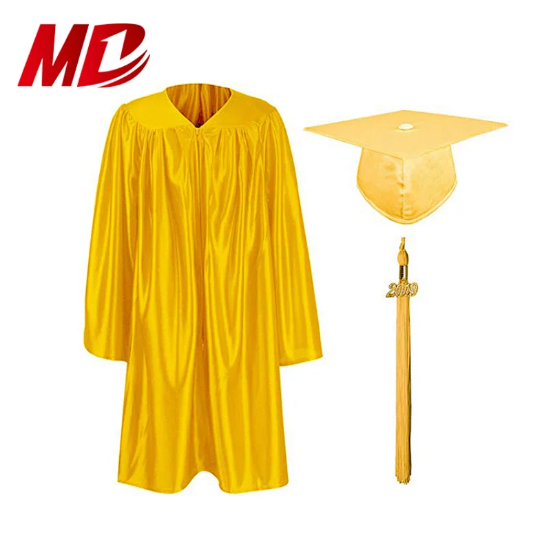 Wholesale Shinny Yellow Child Graduation Gowns Caps