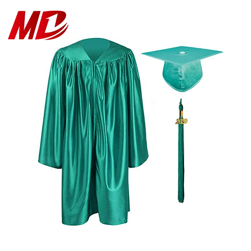 Shiny Green Graduation Gowns set For children