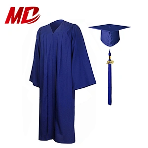 Wholesale university graduation gown caps with tassel shiny royal blue
