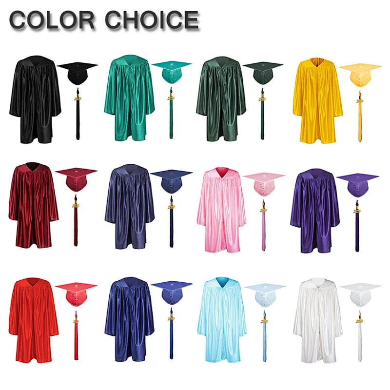 Promotion Custom Shiny Multicolor Kindergarten and Children Graduation Cap and Gown