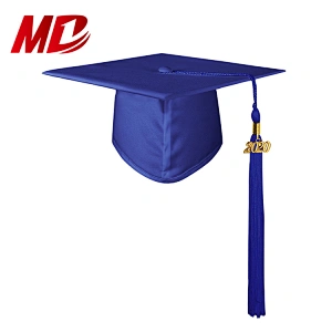 Wholesale university graduation gown caps with tassel shiny royal blue