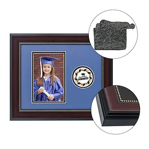 Wholesale Diploma Photo Graduation Photo Frame with Class Name School Seal Holder Navy Black Matting