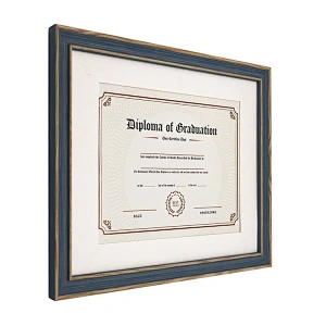 Hot sale wood like finish Blue diploma certificate document frames, A4 or 11*14 in picture frame