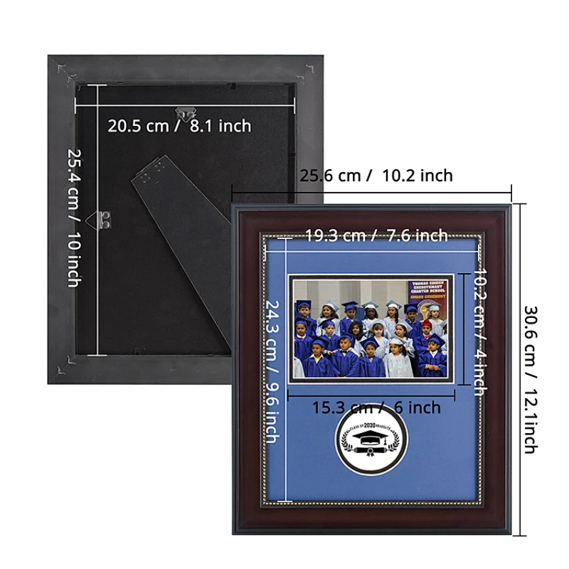 Wholesale Diploma Photo Graduation Photo Frame with Class Name School Seal Holder Navy Black Matting
