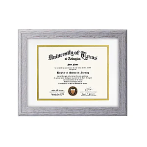 Cheap wood finish Rustic Style Certificate Frame Diploma Document Frames, with mat for A4  picture frames