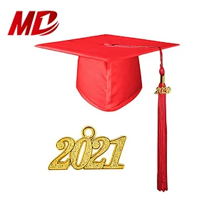 Matte Red High school Graduation Gown With Cap And Tassel
