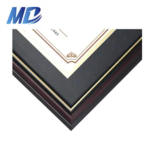 Double Matte 8.5*11 Reddish Brown Wood Document Diploma Picture Frame with Gold Medallion for Certificate