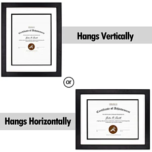 Classic Black Graduation Picture Certificate Frame Diploma Awards Photo Holders Wood Frames 11 x 14 with double mat