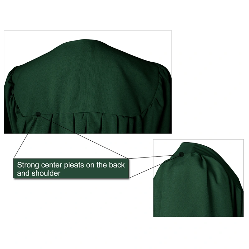 College/High School Forest Green Matte Graduation Gown With Cap And Tassel