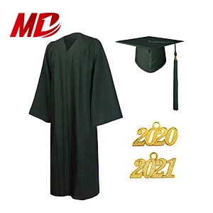 College/High School Forest Green Matte Graduation Gown With Cap And Tassel