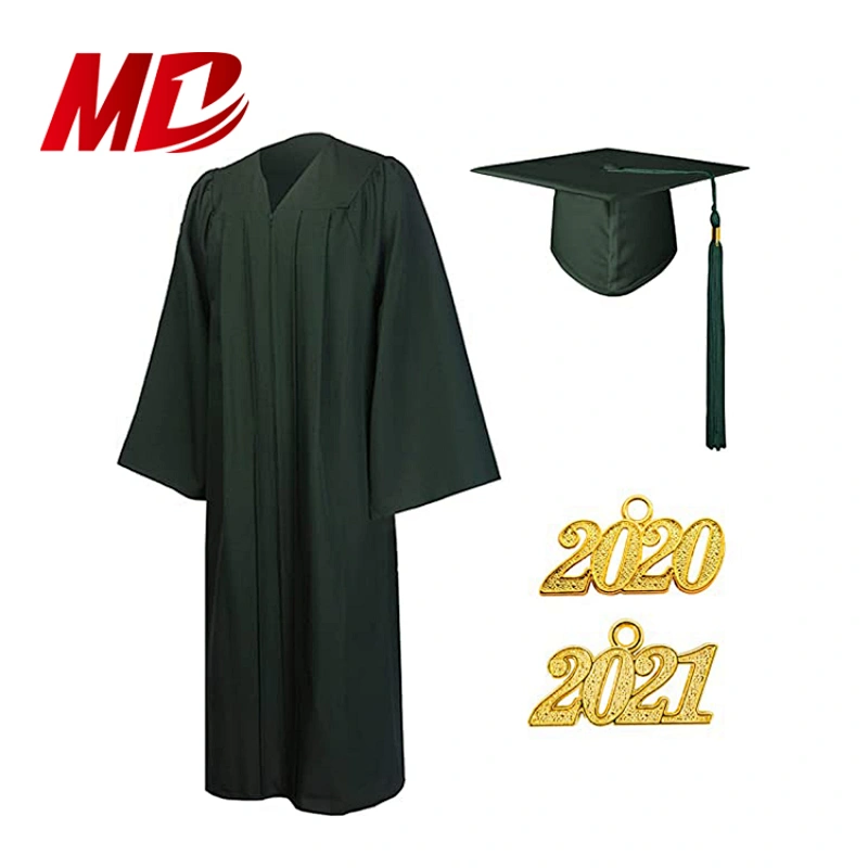 College/High School Forest Green Matte Graduation Gown With Cap And Tassel