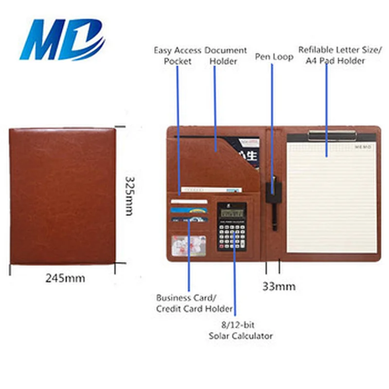 Luxury Multifunction Business Leather Document File Leather Folder