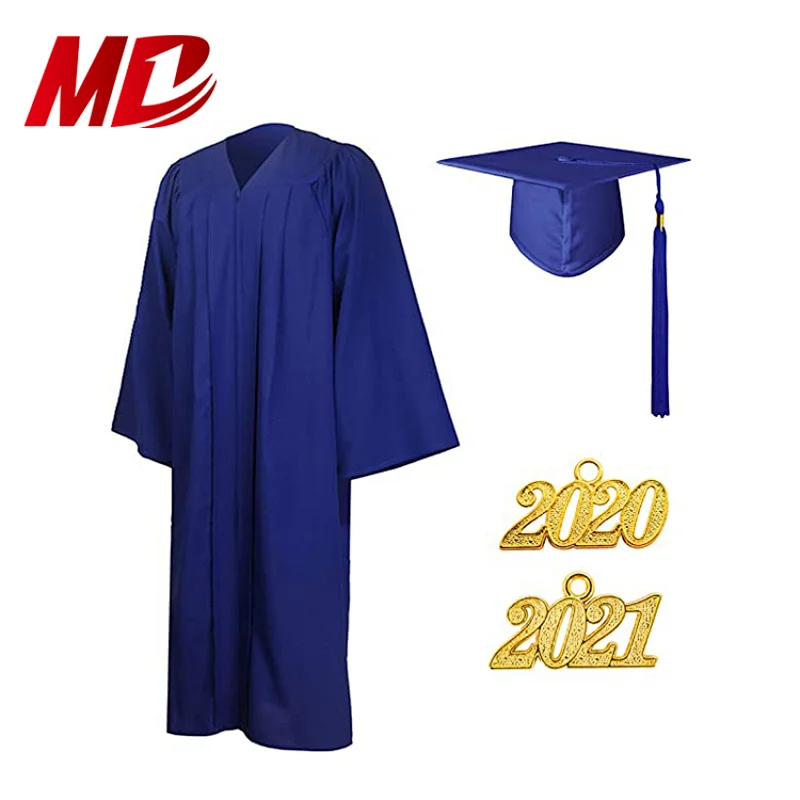 Cheap High School Graduation Gown Cap Tassel - Matte Finished Roayl Blue