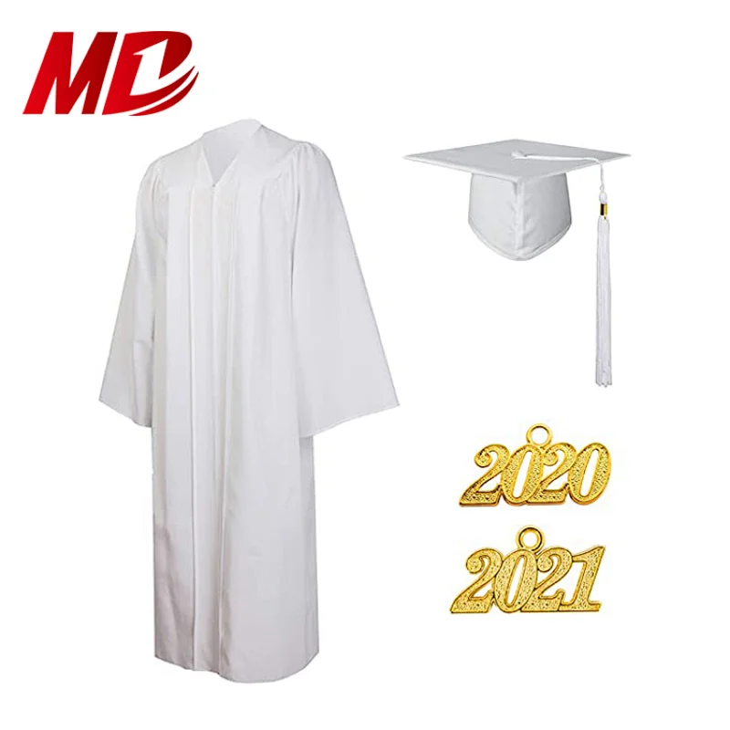 High School Graduation Cap and Gown Matte White