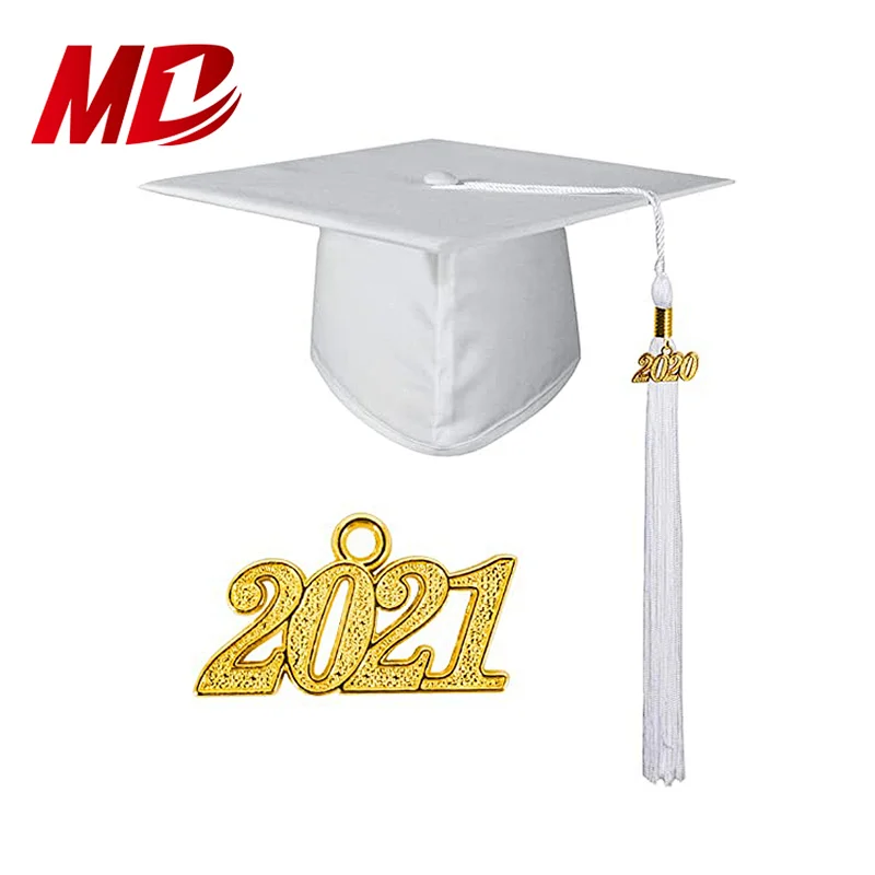 High School Graduation Cap and Gown Matte White