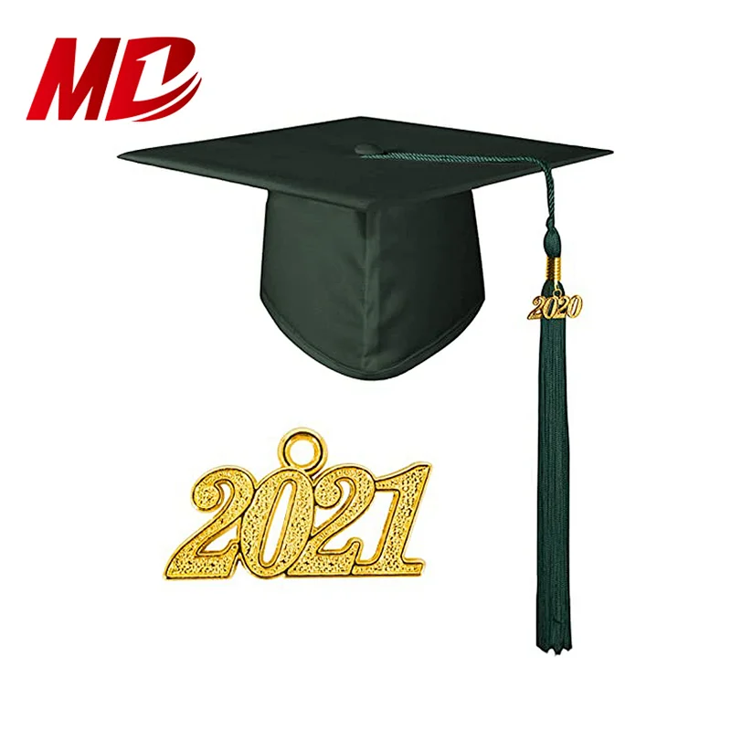 College/High School Forest Green Matte Graduation Gown With Cap And Tassel