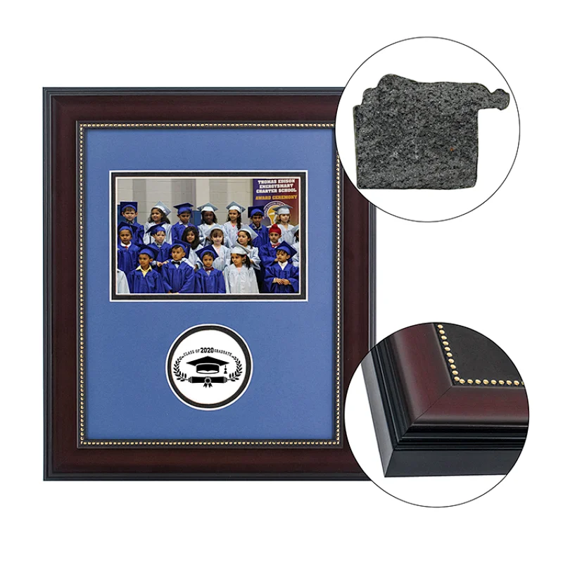 Wholesale Diploma Photo Graduation Photo Frame with Class Name School Seal Holder Navy Black Matting