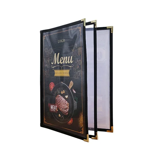 PVC 6 view restaurant wine menu cover plastic a4 menu holder