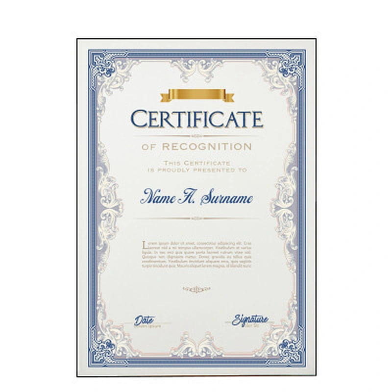 Vintage Scrapbook Paper Award Certificate, High quality Foil Hot Stamping A4 Paper