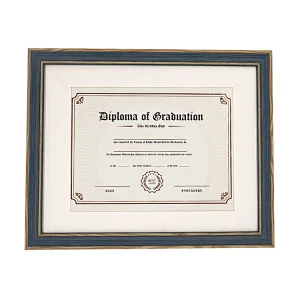 Hot sale wood like finish Blue diploma certificate document frames, A4 or 11*14 in picture frame